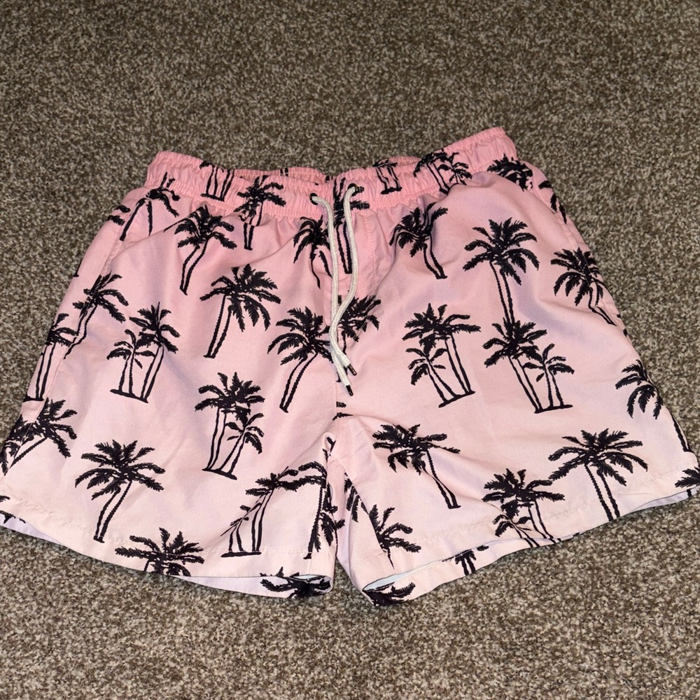 Palm Tree Print Pink Men's Shorts